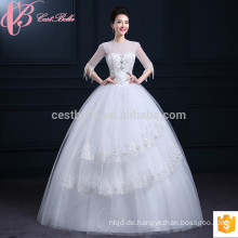 Bördelnde kurze Hülsenspitze appliques preiswertes alibaba on-line-Ballkleid-Hochzeitskleid